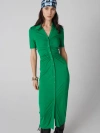 Diane Von Furstenberg Zoey Ruched Bodycon Jersey Midi Shirtdress In Signature Green