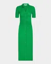 Diane Von Furstenberg Zoey Ruched Bodycon Jersey Midi Shirtdress In Signature Green
