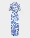 Diane Von Furstenberg Zoey Ruched Floral-print Midi Dress In China Vine Degrade