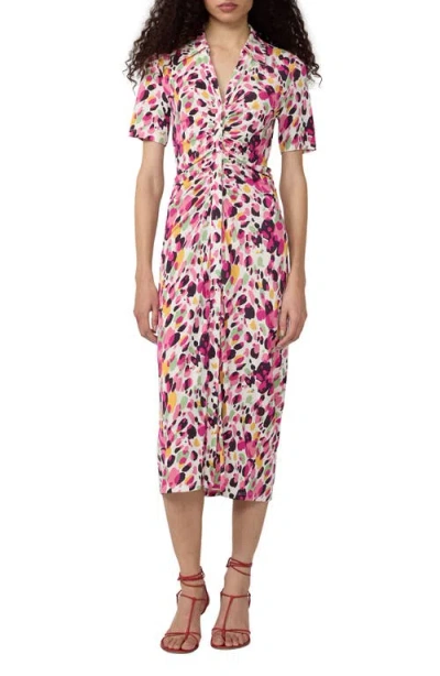 Diane Von Furstenberg Zoey Short Sleeve Ruched Shirtdress In Pink