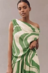 Diarrablu Alba One-shoulder Ruched Top In Green