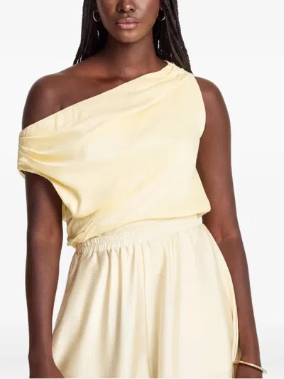 Diarrablu Alba One-shoulder Draped Top In Neutral