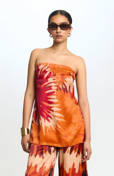 Diarrablu Anais Strapless Top Magma In Orange