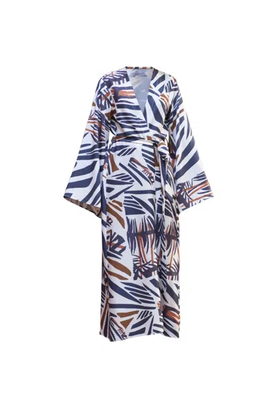 Diarrablu Awa Print Wrap Dress In Zena White