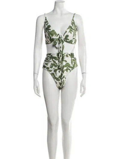Pre-owned Diarrablu Floral Print Bikini In White