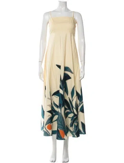 Pre-owned Diarrablu Floral Print Long Dress W/ Tags In Yellow