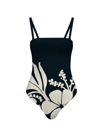 Diarrablu Floral-print Swimsuit In Black