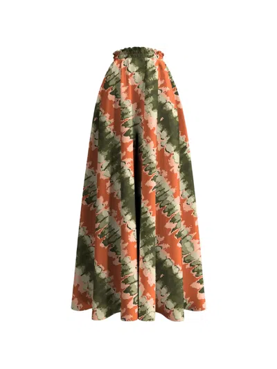 Diarrablu Jant Abstract-print High-waisted Trousers In Orange