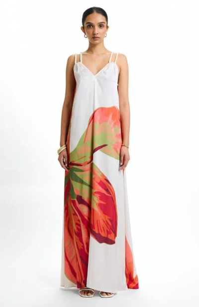 Diarrablu Jwana Strappy Maxi Dress Sira Rose In White