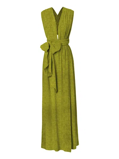 Diarrablu Mailys Plunge Convertible Wrap Maxi Dress In Ayel Olive