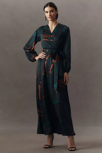 Diarrablu Marieme Long-sleeve Wrap Maxi Dress In Blue