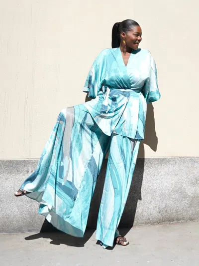 Diarrablu Mini Kimono In Aura Blu