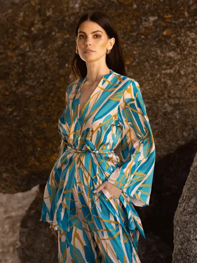 Diarrablu Mini Kimono In Blossom Teal