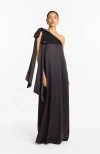 Diarrablu One-shoulder Raya Fsc® Certified Viscose Gown In Black