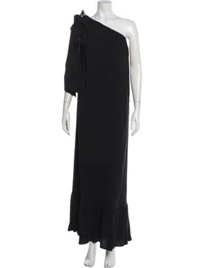 Pre-owned Diarrablu One-shoulder Long Dress In Black