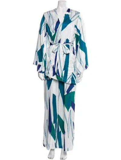 Pre-owned Diarrablu Patterned Pant Set In White