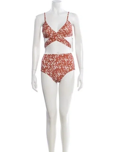 Pre-owned Diarrablu Printed Bikini W/ Tags In White