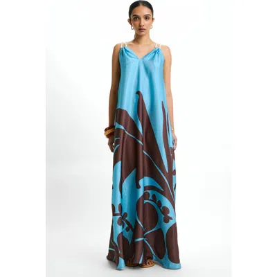 Diarrablu Printed Jwana Ula Mint Maxi Dress In Multi