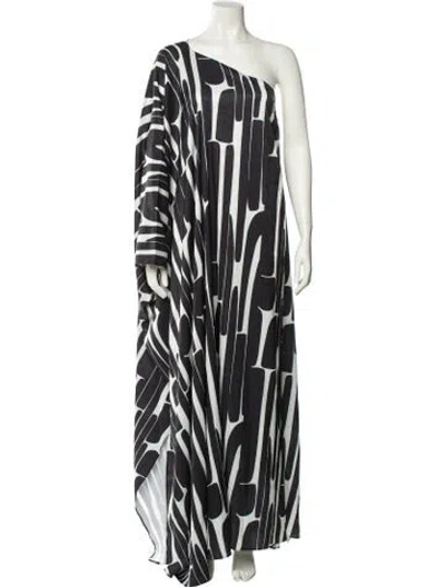 Pre-owned Diarrablu Printed Long Dress In Black