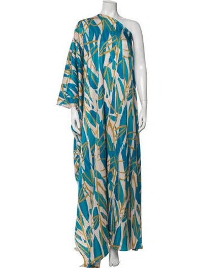 Pre-owned Diarrablu Printed Long Dress In Blue/green