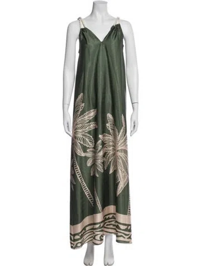 Pre-owned Diarrablu Printed Long Dress In Green