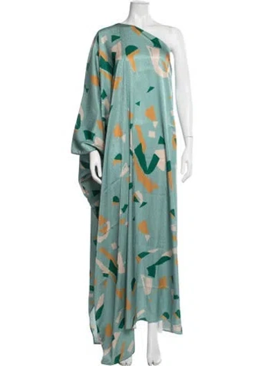 Pre-owned Diarrablu Printed Long Dress In Green/orange