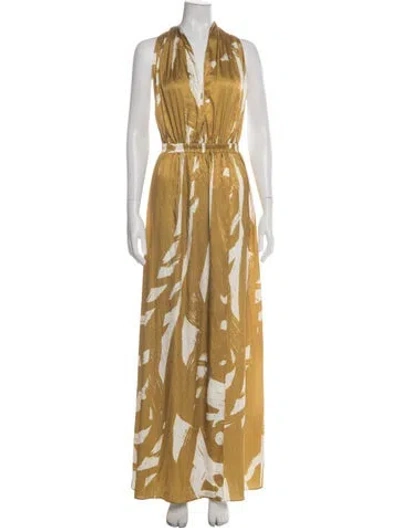 Pre-owned Diarrablu Printed Long Dress In Yellow