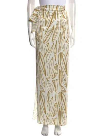 Pre-owned Diarrablu Printed Long Skirt In White