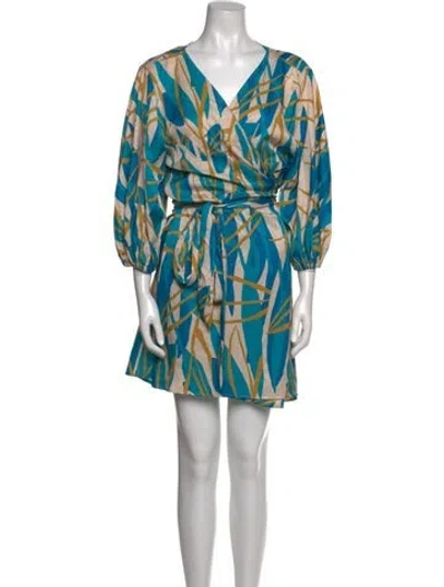 Pre-owned Diarrablu Printed Mini Dress In Blue