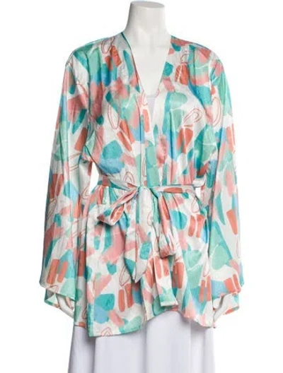 Pre-owned Diarrablu Printed Robe In Green