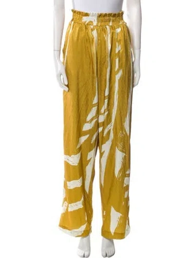 Pre-owned Diarrablu Printed Straight Leg Pants In Yellow