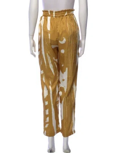 Pre-owned Diarrablu Printed Straight Leg Pants In Yellow