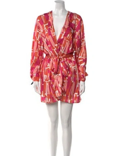 Pre-owned Diarrablu Printed V-neck Tunic In Orange
