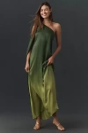 Diarrablu Raya Long-sleeve One-shoulder Maxi Dress In Green
