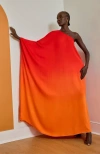 Diarrablu Satu One-shoulder Dress Ombra Sherbet Fsc® Certified Viscose In Orange