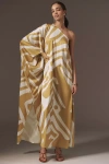 Diarrablu Satu Printed Long-sleeve One-shoulder Maxi Dress In Beige