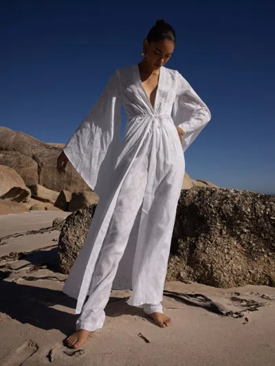 Diarrablu Sirene Cotton Kimono In Ondas Blanc