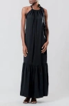 Diarrablu Soli Gnoor Satin Maxi Dress In Black
