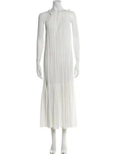Pre-owned Diarrablu Square Neckline Long Dress In White