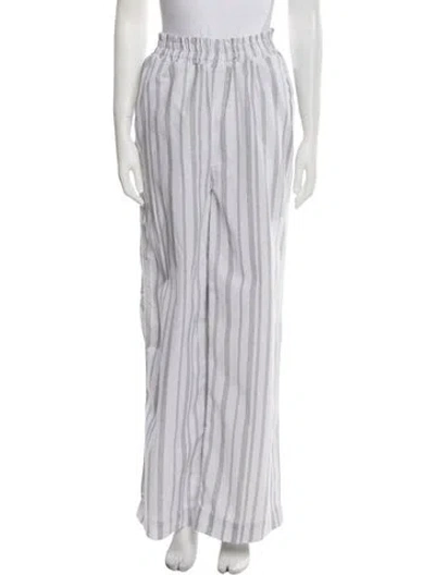 Pre-owned Diarrablu Striped Wide Leg Pants In White