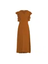 Diarrablu Kudi Long Sleeve Off The Shoulder Dress In Solid Rust