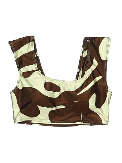 Pre-owned Diarrablu Swimsuit Top Brown Camo Pattern Swimwear