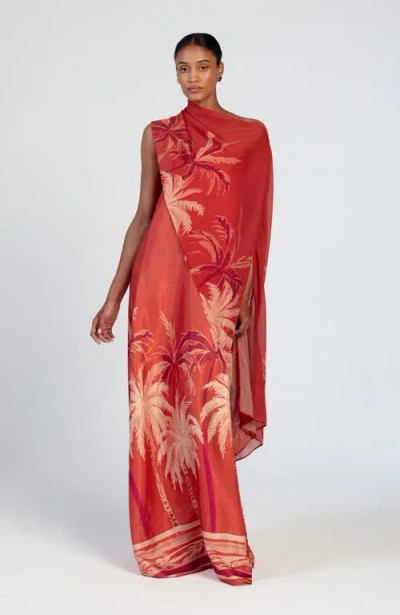 Diarrablu Printed Linen Sol Dress In Brown