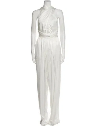 Pre-owned Diarrablu V-neck Jumpsuit In White