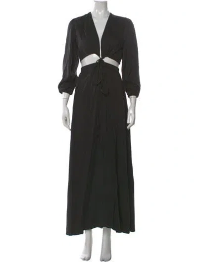 Pre-owned Diarrablu V-neck Long Dress W/ Tags In Black