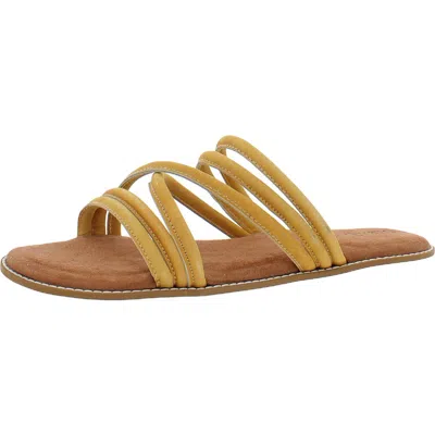 Diba True Cedar Cove Womens Leather Strappy Slide Sandals In Yellow
