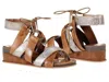 Diba True Gitty Yup Sandals Women's Brown Leather Lace Up Wedge Heel Ver074 In Brown