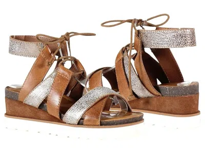 Diba True Gitty Yup Sandals Women's Brown Leather Lace Up Wedge Heel Ver074