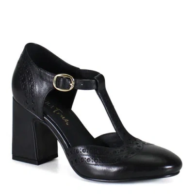 Diba True Juke Box Leather T Strap Mary Jane Heel In Black