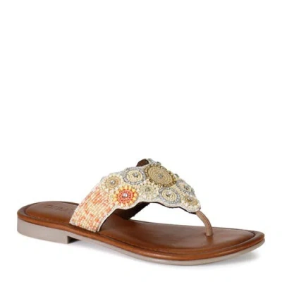 Diba True Kali Nite Leather And Glass Beads Thong Sandal In Multi